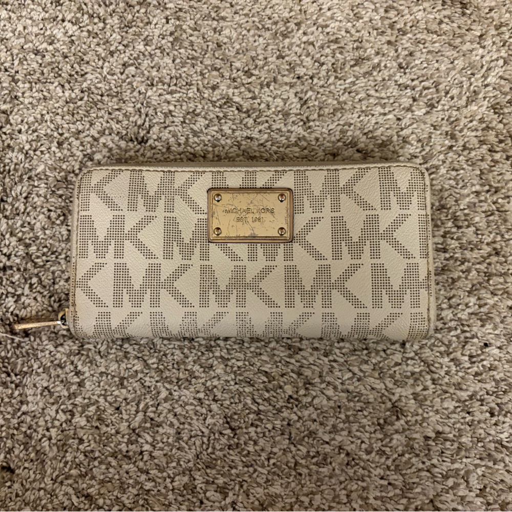 Michael Kors Cream Logo Zip-Around Wallet